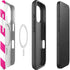 Pink and White Geometric Stripes iPhone 16 Magsafe Impact Case